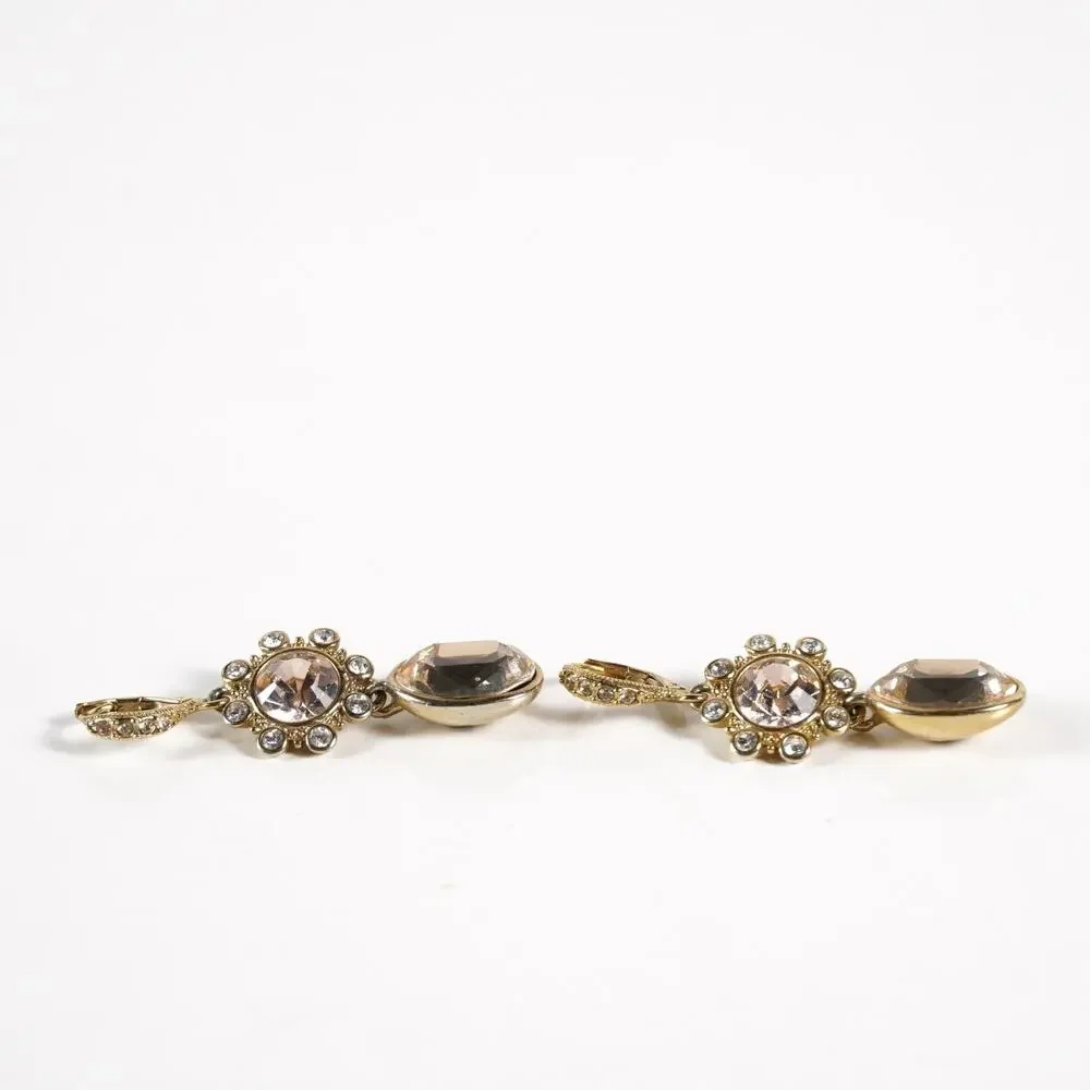 Givenchy Gold Tone Crystal Chandelier Leverback Drop Earrings Elegant Jewelry - Picture 6 of 8